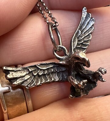 Patriotischer amerikanischer Adler 925 Sterlingsilber 22 Zoll Anhänger Halskette
