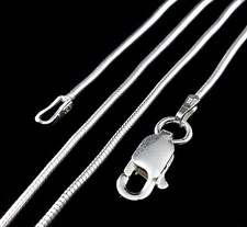 1.1MM Solid 925 Sterling Silver Italian ROUND SNAKE Chain Necklace Made in Italy