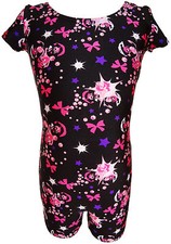 TALENT TALE GIRLS DANCE/ GYMNASTIC PRINTED SHORT SLEEVE BIKETARD