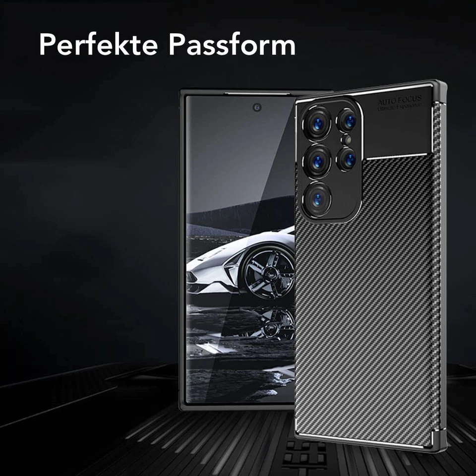 Case for Samsung Galaxy S25 Ultra protective silicone case black carbon look - Image 3 of 4