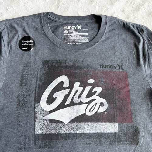 University of Montana Shirt Tee Mens Medium Gray Griz Hurley Spell Out Logo NWT - Picture 3 of 12