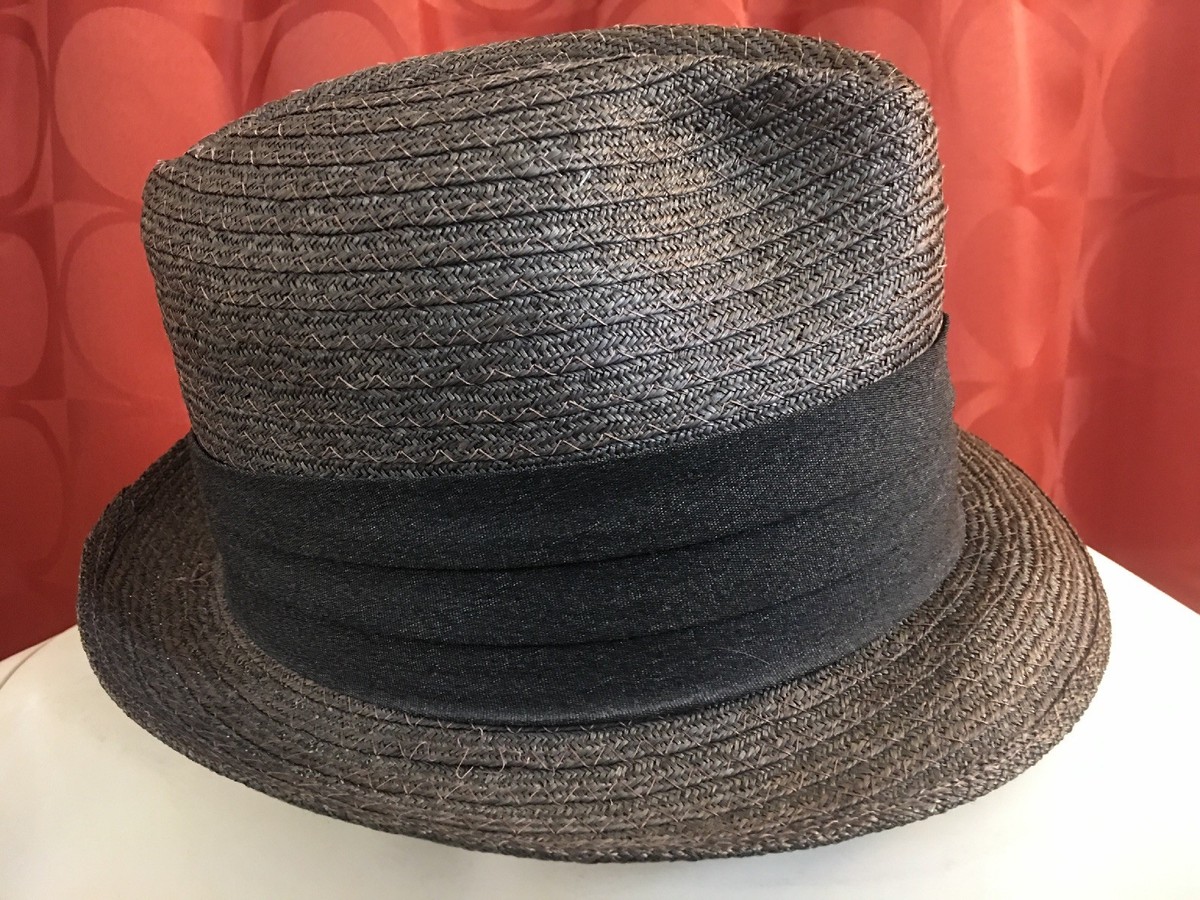 XS VINTAGE 1950s 60s MILAN WEAVE Straw Hat STINGY BRIM