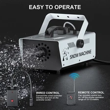 1500W Snow Machine Wired Remote Indoor Outdoor Use Snowflake Maker Holidays
