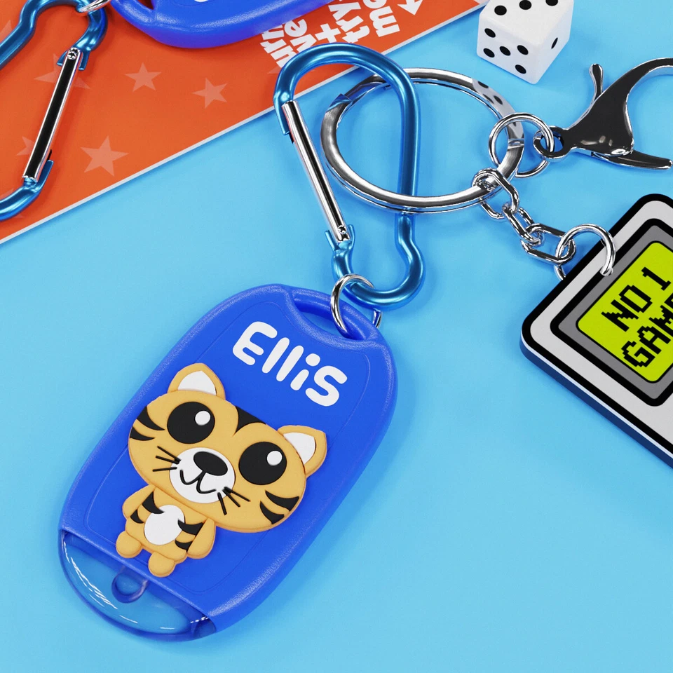 Kids Personalised Torch Keyring Novelty Mini LED Toy Light Carabiner Name Animal - Image 3 of 4