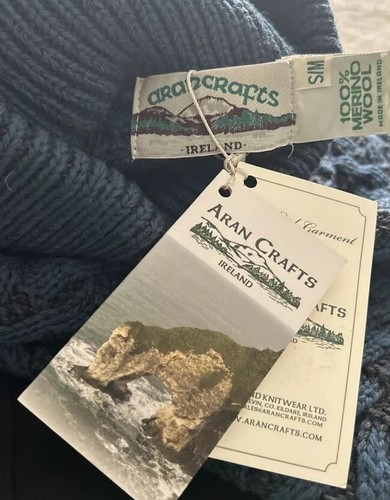 Aran Crafts Merino Wool Poncho Mallard Cable Knit Roll Neck Size Small Medium - Picture 3 of 3