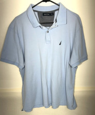 Nautica Polo Shirt Mens Size XL Light Blue Polyester Casual Short Sleeve Adult