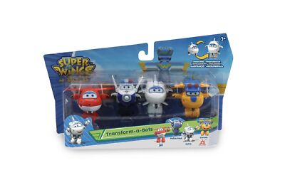 Super Wings EU720040H Transform-a-Bots 4pk - Jett & Paul & Astra & Build-It Donn