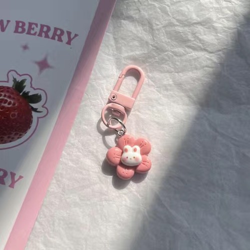 Cute Mini Tulip Rabbit Keychain Lovely Pink Bunny Doll Key Chain For Women Girl - Picture 7 of 16