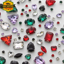 100 Pcs Sew on Rhinestones Mixed Shapes Glass Crystal Gems for Crafts Clothes