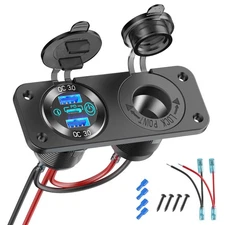 12V USB Outlet Marine Switch Panel 12 Volt Plug, PD3.0 & Dual Quick Charge 3....