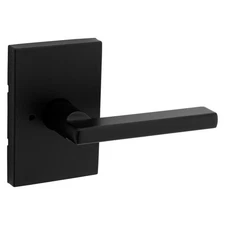 Halifax Rectangle Rose Matte Black Privacy Bed/Bath Door Handle with Microban