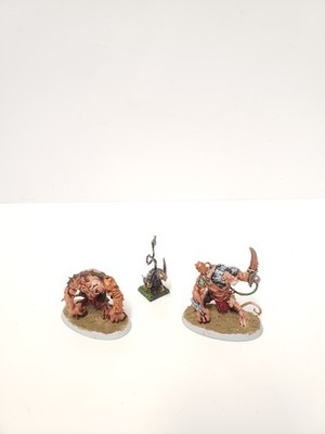 2 Rat Ogres Ogors Rattenoger + Meutenbändiger Packmaster Skaven Warhammer