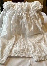 White Christening Gown Including Bonnet, Bib, And Boy/Girl Ribbons
