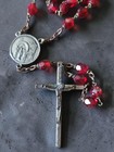 Antique Red Garnet Glass Beads  19" Catholic Rosary from Italy Miraculous Shrine — photo 2