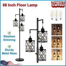 Dimmable Farmhouse Floor Lamp, Industrial Floor Lamp for Living Room with 3 X 6W