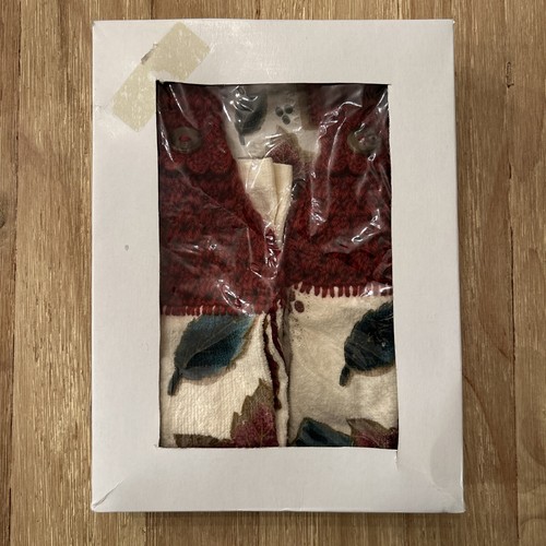 Gehäkeltes hängendes Küchentuch Set + Topflappen Set Herbstblätter burgund türkis - Bild 5 von 5