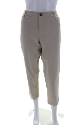 Ecru Womens Cotton Textured Button Zip Lined Khaki Pants Beige Size 10