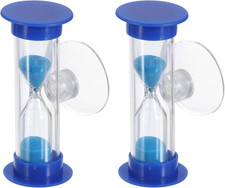 3 Minute Sand Timer, 2Pcs Mini Sandglass with Suction Cup, Blue