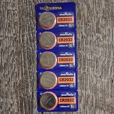 Murata CR2032 3V Lithium Coin Cell/Button Battery 5 Pack MPN CR2032 Exp 2032