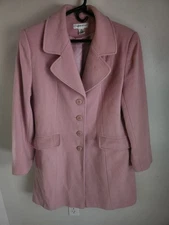 100% Wool Coat Pink Preston & York Knee Length Button Up