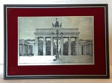 Rare Brandenburg Gate Berlin Germany Metal Etching By John Ward Framed Art Vtg