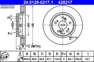 Brake discs Honda CR-V III 2.0 i-VTEC 24.0128-0217.1 (1 piece)