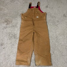 VTG Carhartt Quilt-Lined Insulated Bib Brown Double Knee Canvas Overalls 44x28