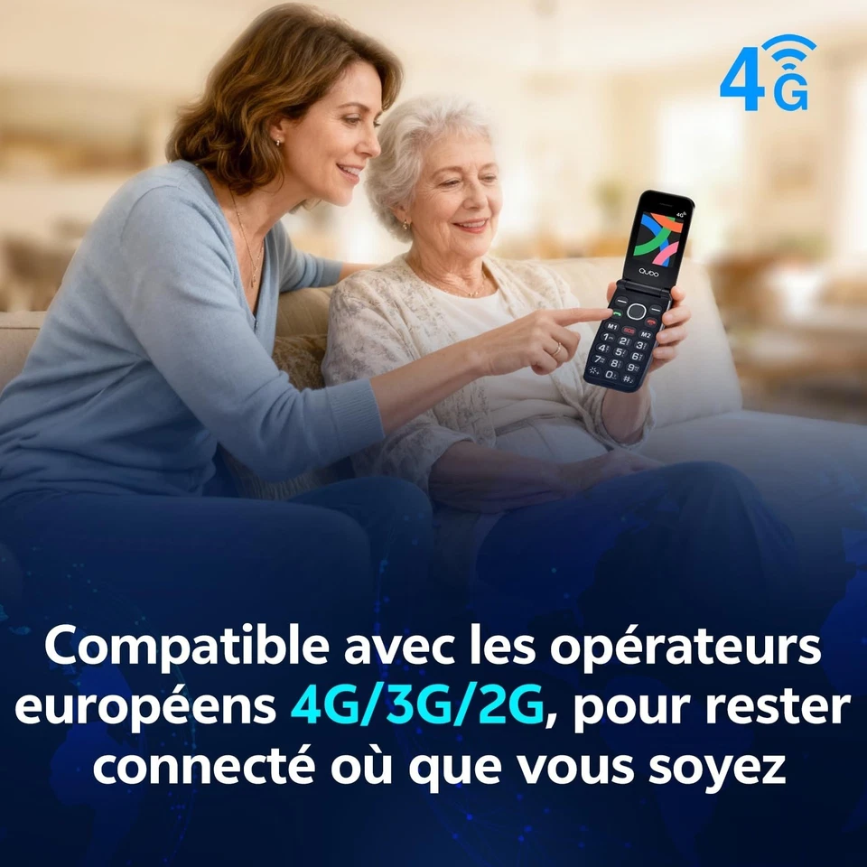 Téléphone senior 4G à clapet Qubo SOS Double Nano SIM USB-C - Photo 4/4