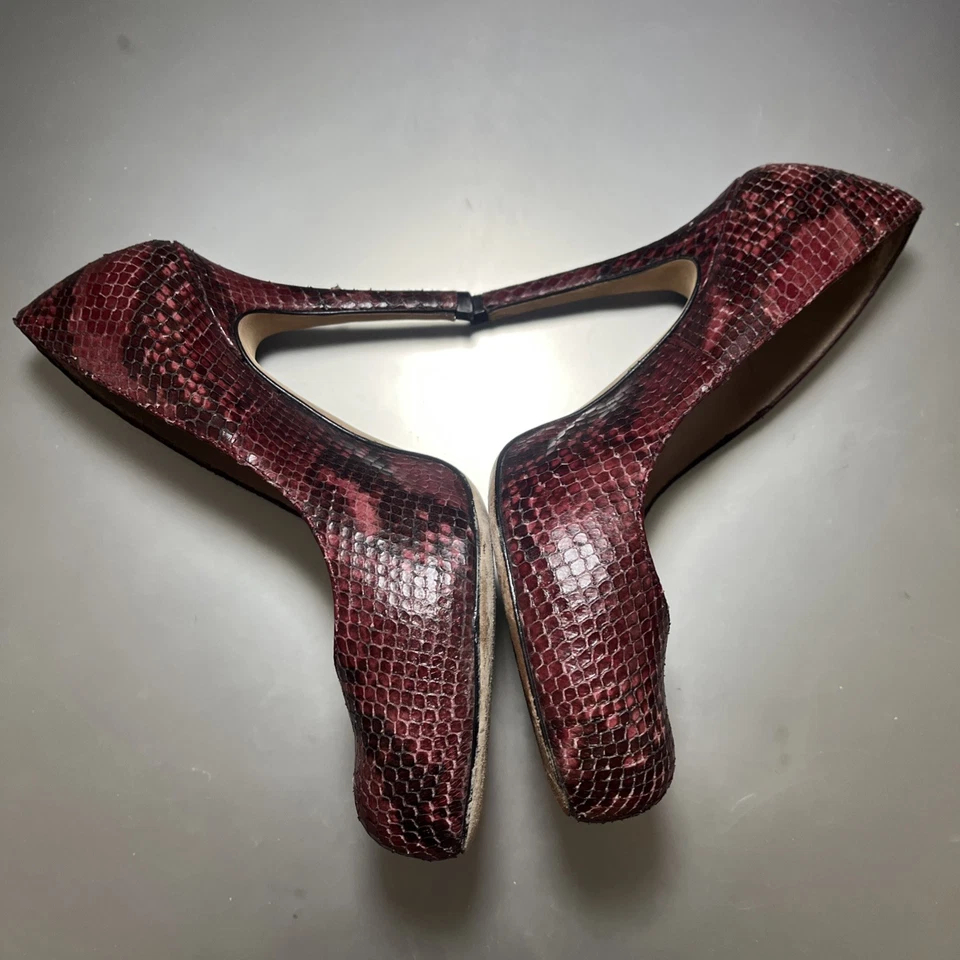 L.K. Tacones de salón Bennett London para mujer talla 6,5 UK 37 piel de serpiente granate Foto 2 de 4