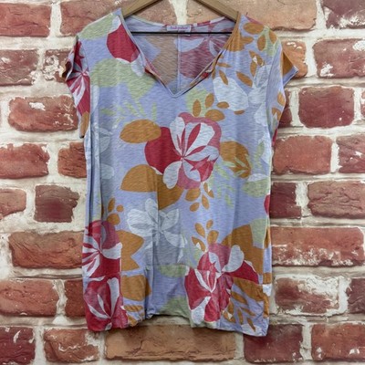 Fresh Produce T Shirt Womens XL Multicolor Floral Abstract Slubbed Casual Top