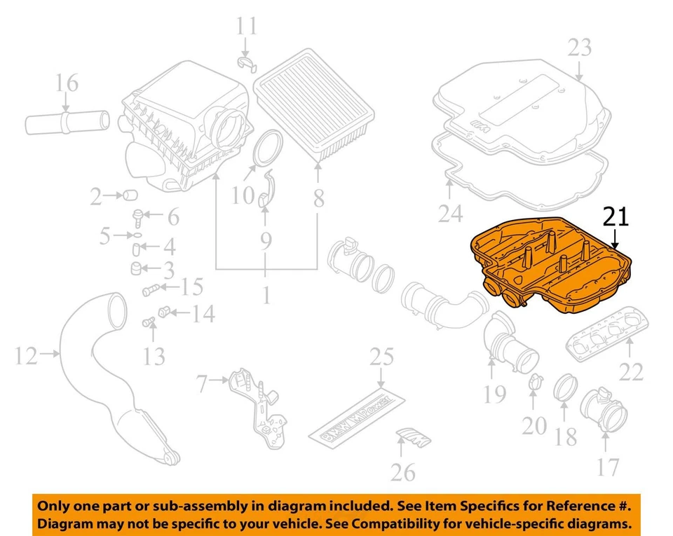 2000-2003 BMW M5 E39 S62 Lower Intake Air Plenum 11617831265 OEM Used — 第 3/4 张图片