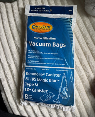 EnviroCare Micro Filtration Vacuum Bags for Kenmore/LG 51195 Type M, 8 Pack
