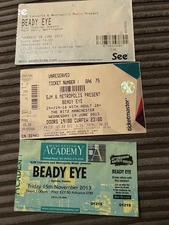 Brady Eye Liam Gallagher Oasis 3 X tickets Manchester Venues 2012 And 2013 Rare