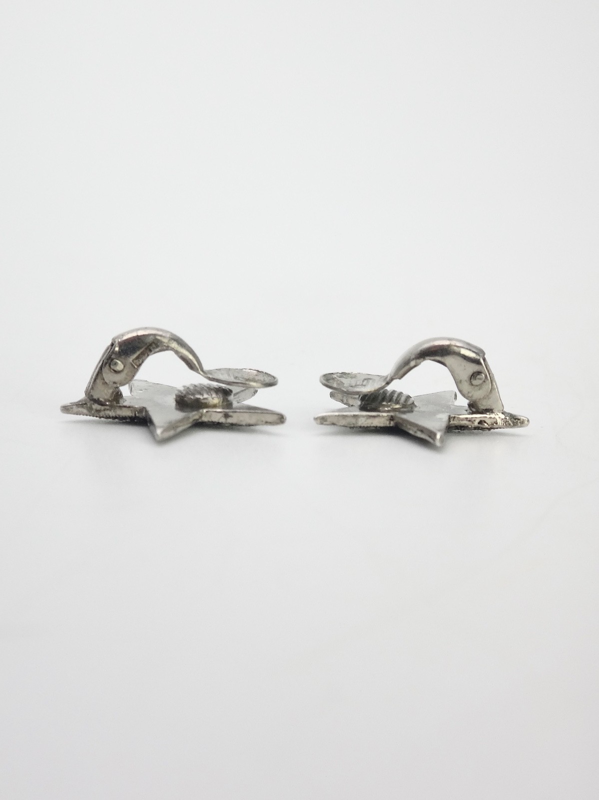 Antique Starfish Solid Silver and Marcassites Ear… - image 4