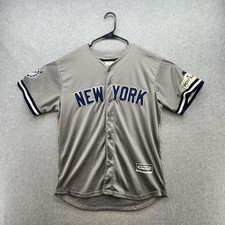 New York Yankees Jersey Mens Large Gray MLB Baseball Majestic Jeter Cool Base