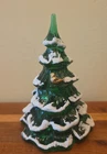 Fenton Glass Emerald Green 6" Christmas Tree Flocked Snow Gold Bird 1992