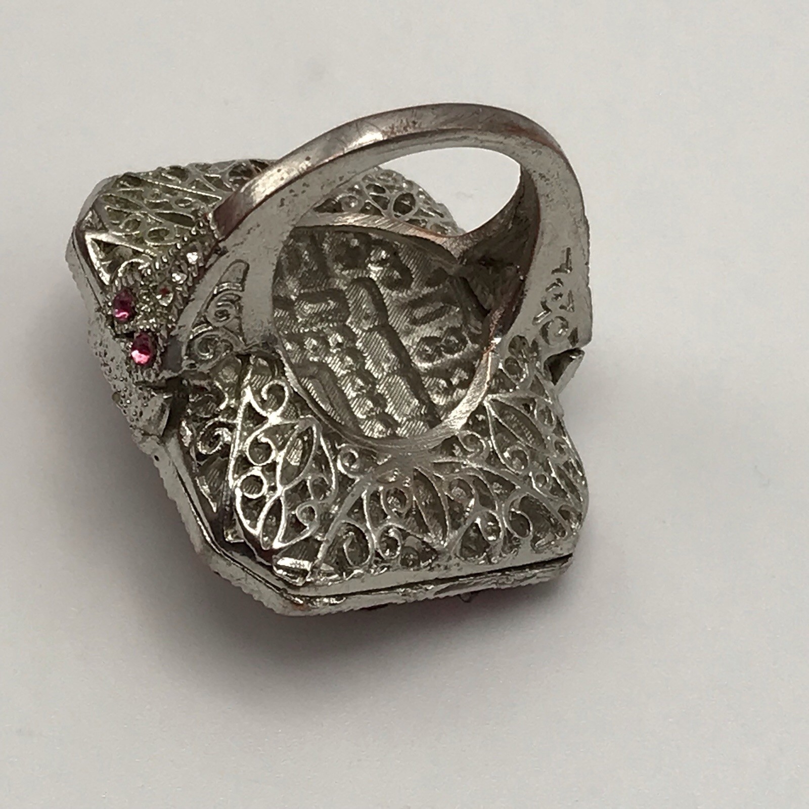 Large Art Deco Style Statement Ring Red Clear Cry… - image 14