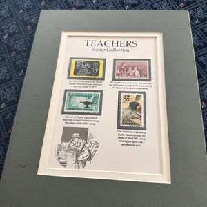 Teacher USPS Stamp Collection Framed Matted