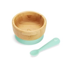 Munchkin Bambou Suction Bowl and Silicone Spoon Set for Toddlers, Green, Unisex