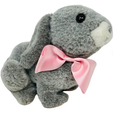 Vtg Applause 1985 Gray Bunny Rabbit 9'' Plush Stuffed Animal Pink Bow Brown Eyes
