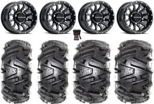 Raceline Trophy 14" Black Wheels 27" Moto MTC Tires Kawasaki Mule Pro FXT KRX /