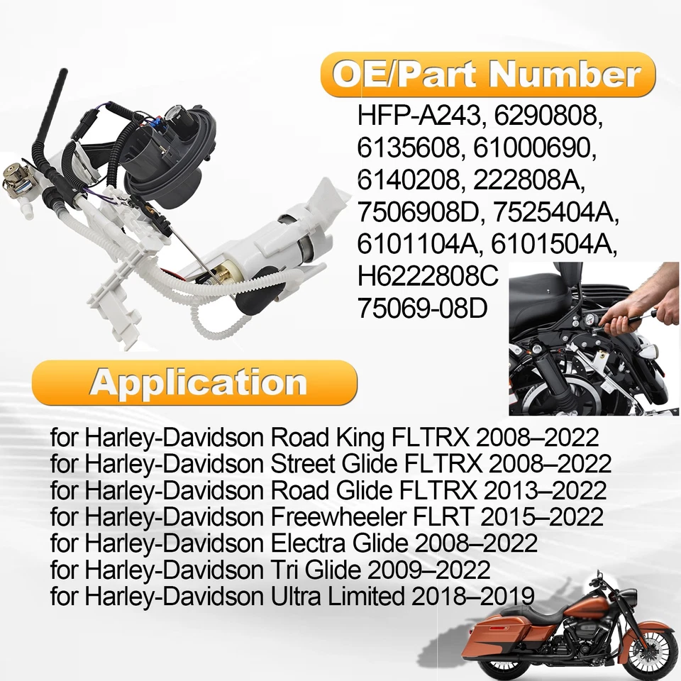 Conjunto de módulo de bomba de combustible para Harley-Davidson Electra Glide Road Glide 2008-2022 Foto 2 de 4