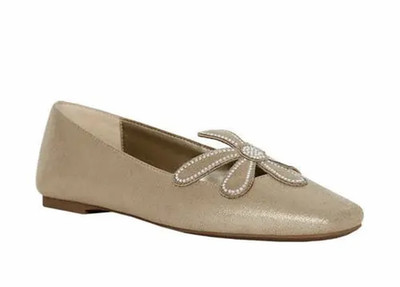 NEW KATY PERRY GOLD EVIE DAISY BALLET FLATS RHINESTONE SHOES SZ 9.5