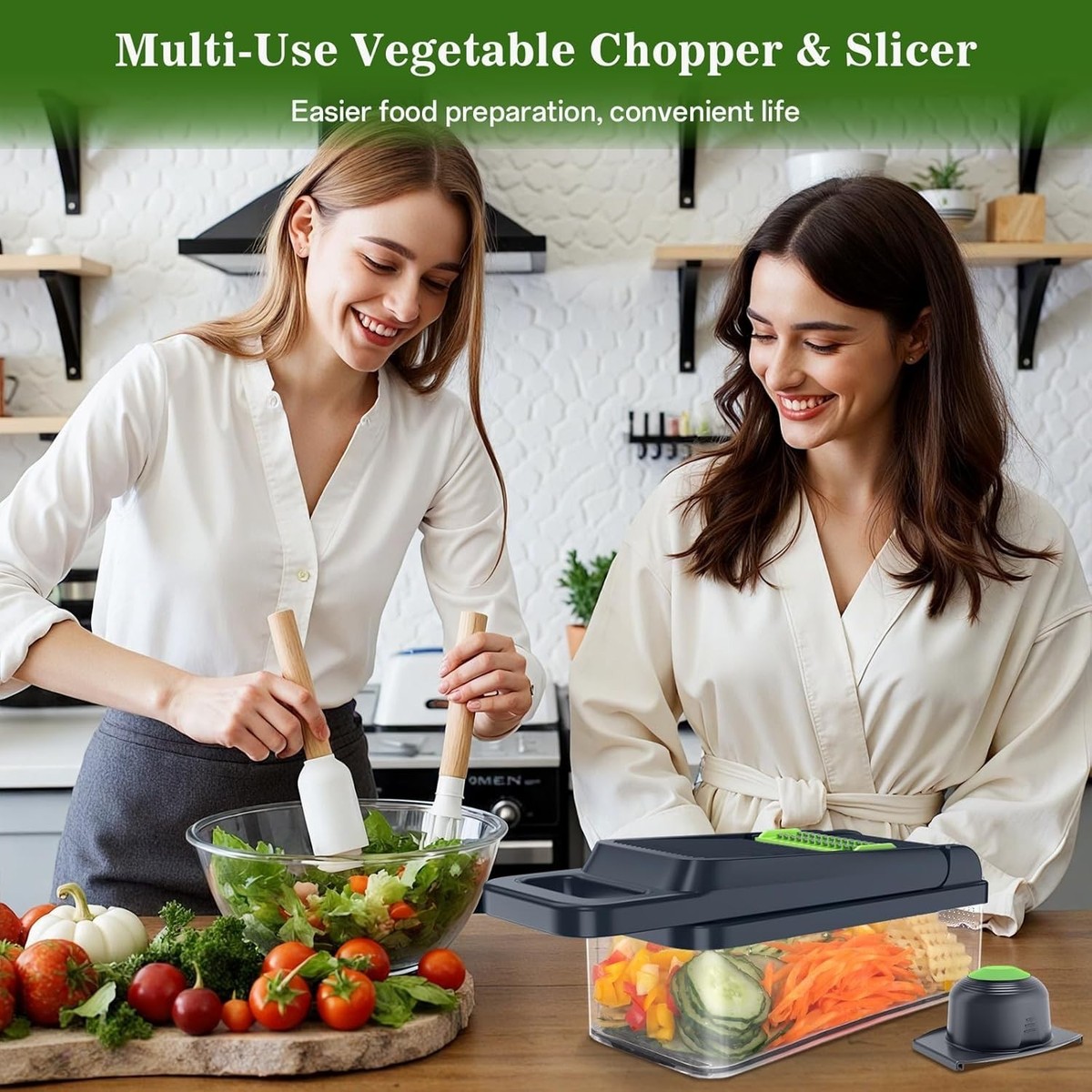 15-in-1 Vegetable Chopper with container,Veggie Chopper,Onion