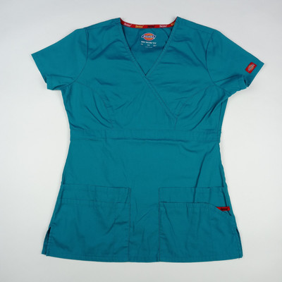 DICKIES Scrub Top Shirt V-Neck Teal Women's Size XS