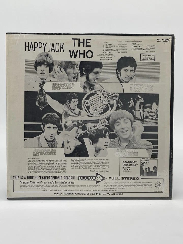 THE WHO HAPPY JACK 12" LP VG+ VINYL RECORD SHRINK DECCA 1967 RECORD RENDEZVOUS Foto 2 de 4