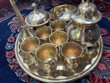 Orientalisches Teeservice Messing Vintage 10-teilig Teekanne Tassen Tablett