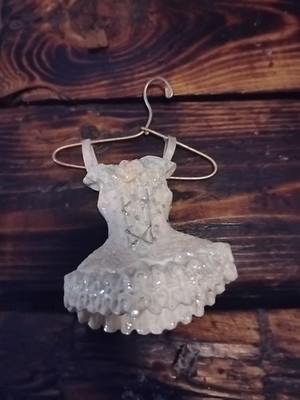 Vintage Porcelain Ballerina Hanging Ornament Figurine Ballet Dancer Shiny Dress