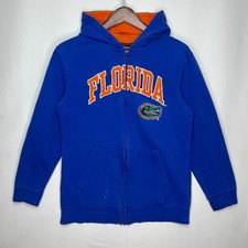 Florida Gators Men Medium Blue Zip Hoodie NCAA Spellout Logo Sweatshirt