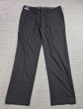 Haggar Dress Pants Mens 34x30 Gray Premium Stretch Straight Fit Flat Front